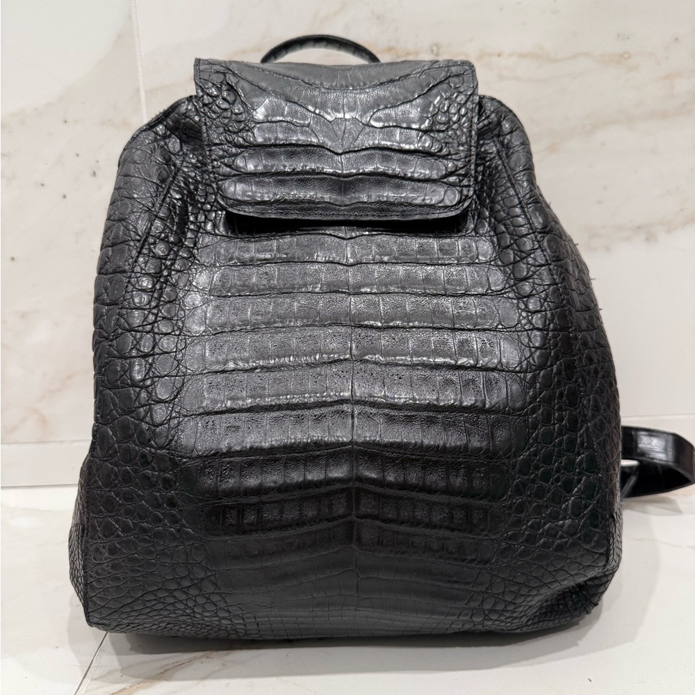 Christiansen Black Crocodile Backpack, excellent condition, from Maxfields LA